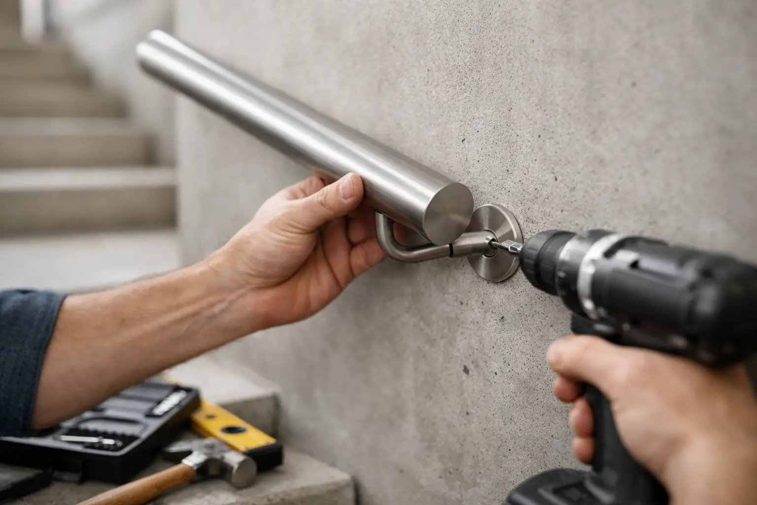 Montera ledstång i betongvägg rätt från start